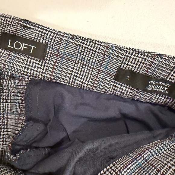 Loft Highwaist Skinny Dress Pants - Grey plaid - size 2 - Picture 2 of 2